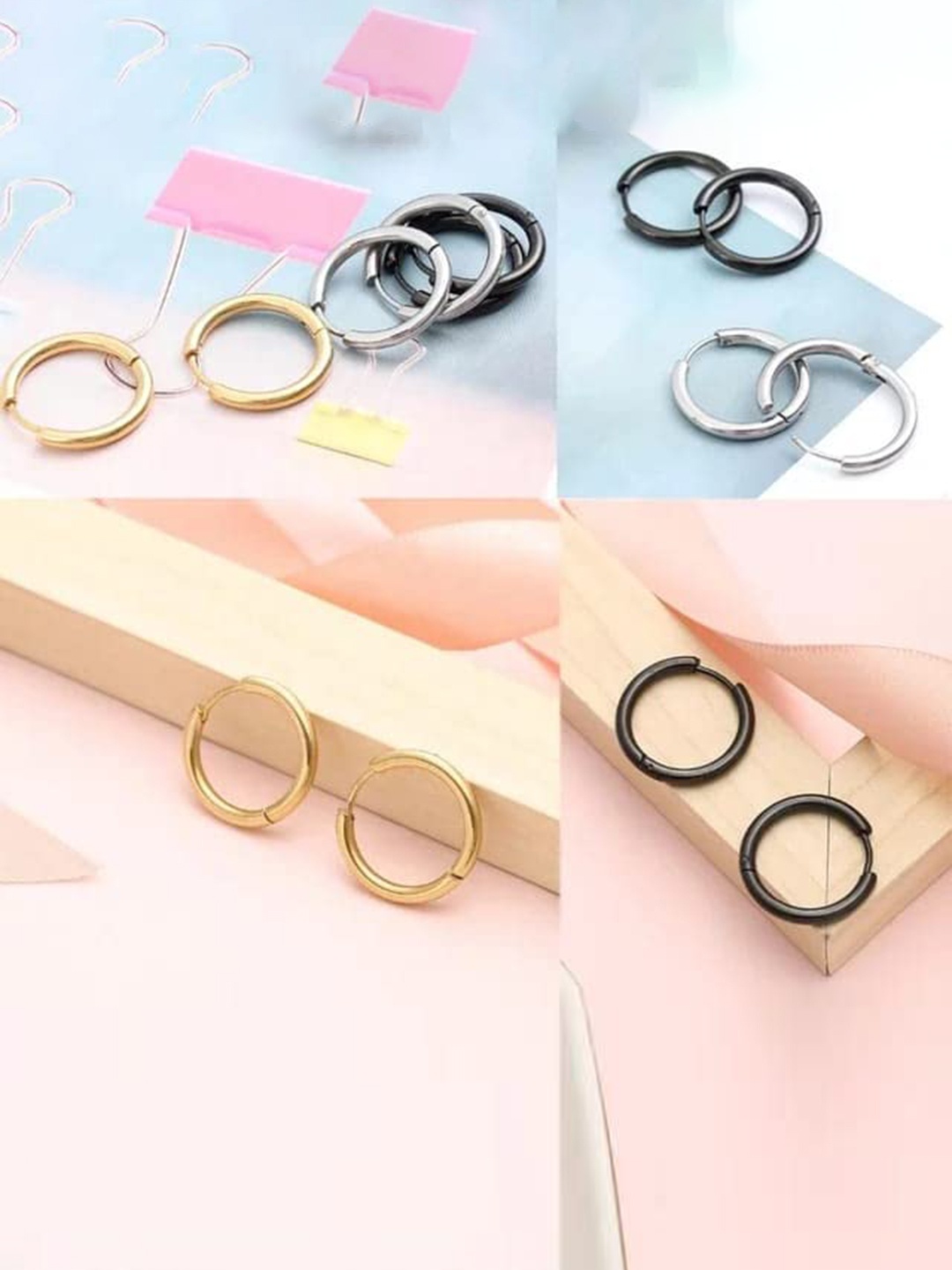 

VIEN Pack Of 3 Silver-Plated Circular Hoop Earrings