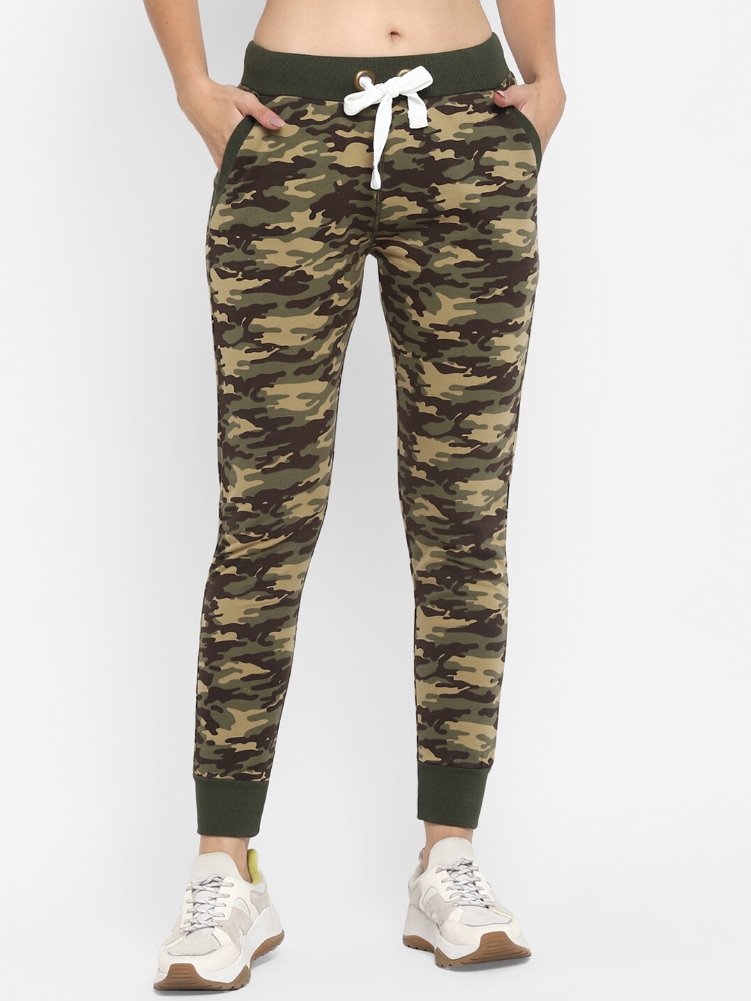 

Alan Jones Women Camouflage Printed Slim Fit Joggers, Olive