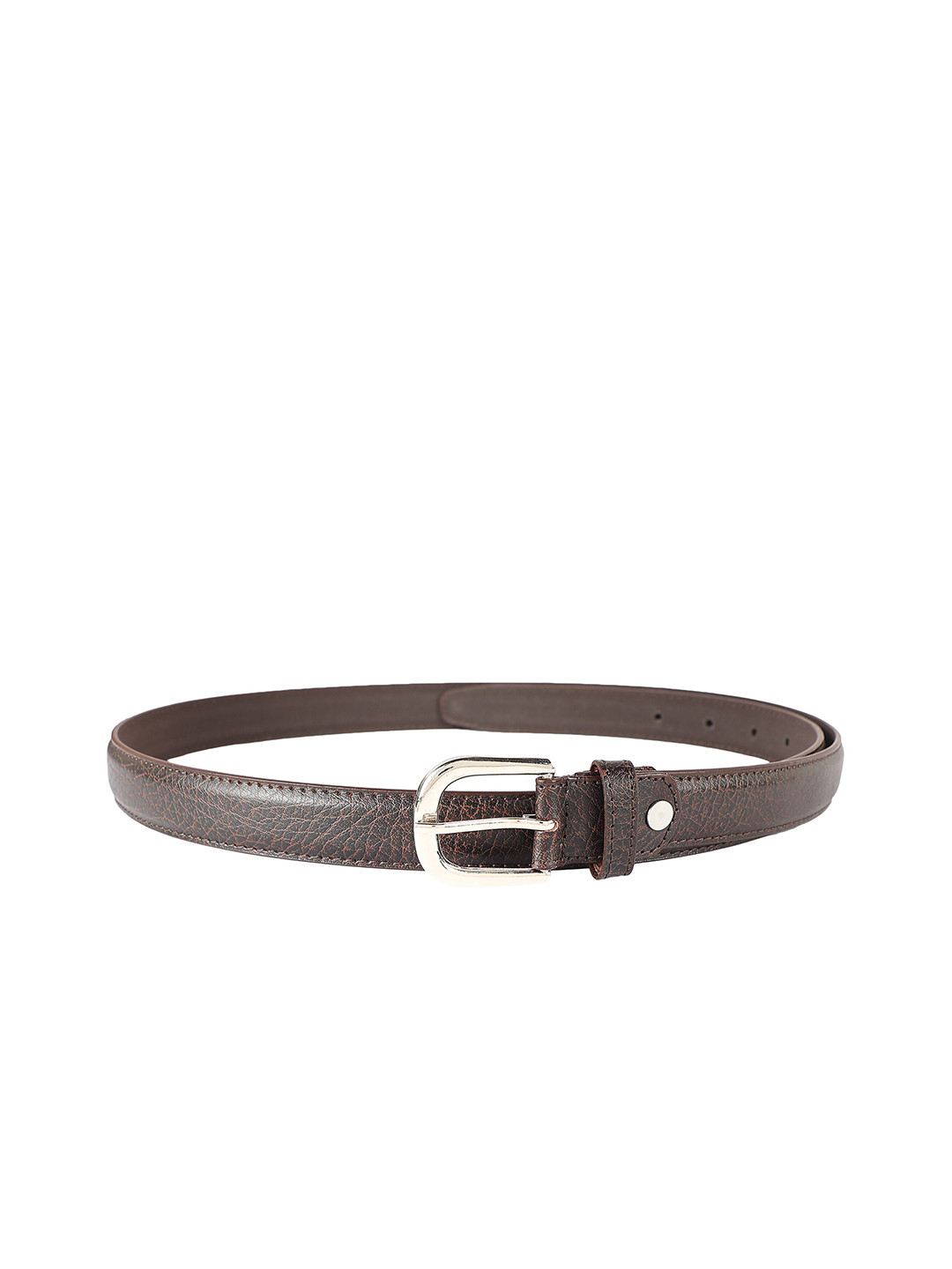 

ZEVORA Women Slim Textured Leather Belt, Brown