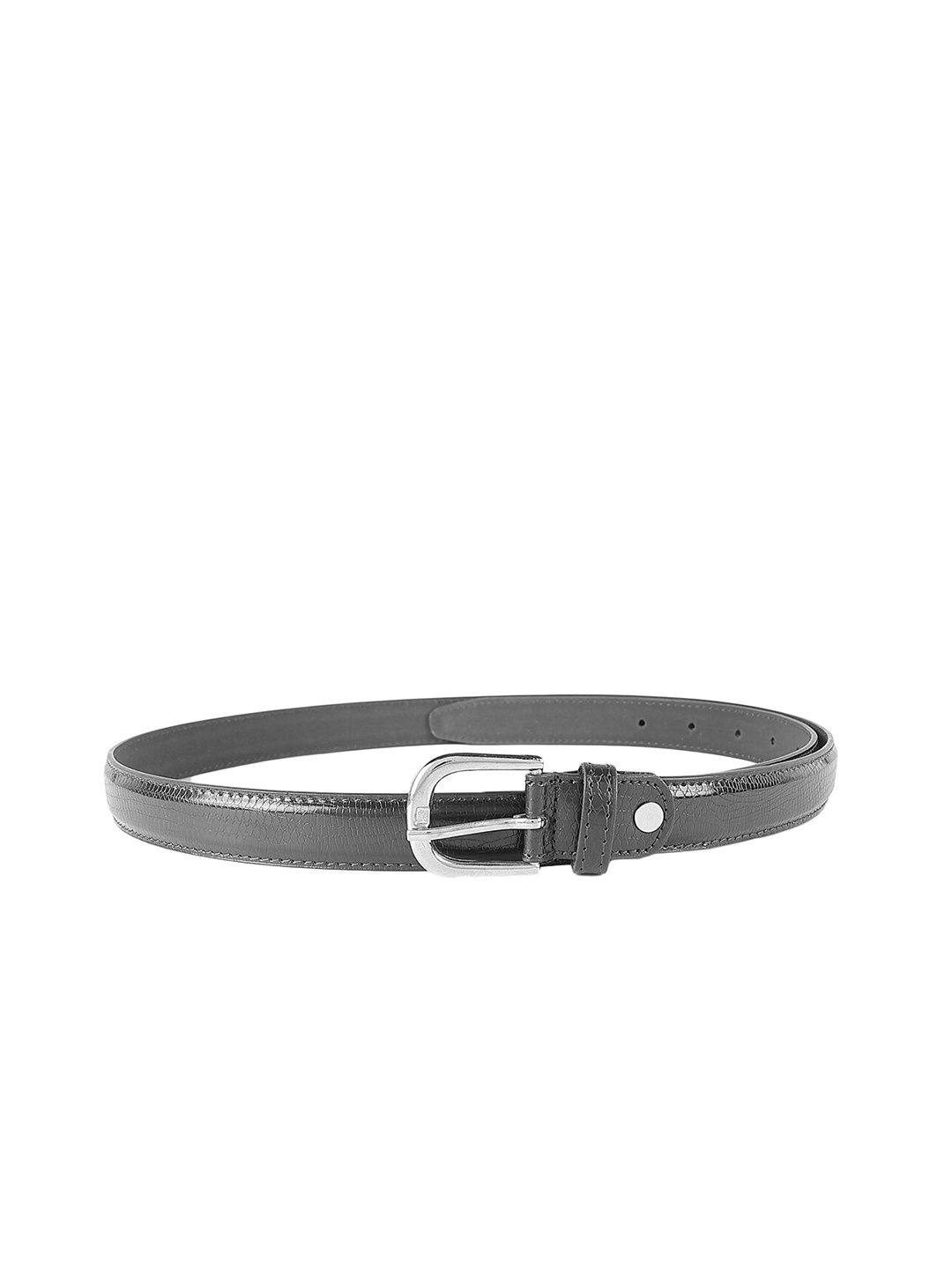 

ZEVORA Women Slim Textured Leather Belt, Black