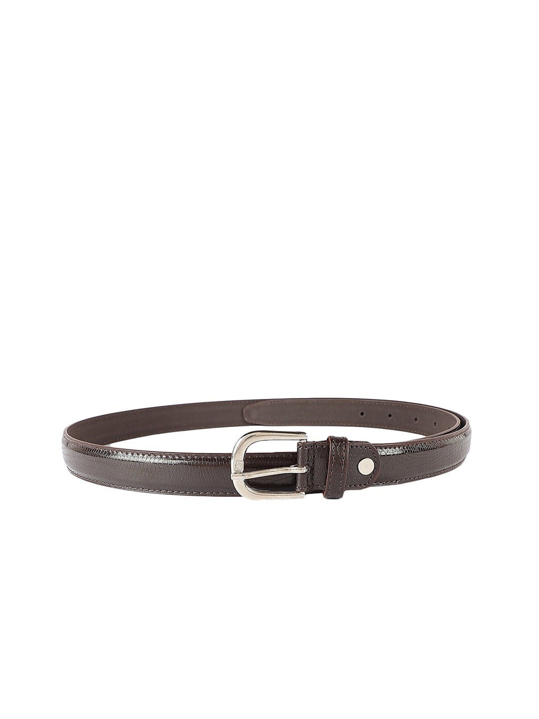 

ZEVORA Women Textured Leather Belt, Brown