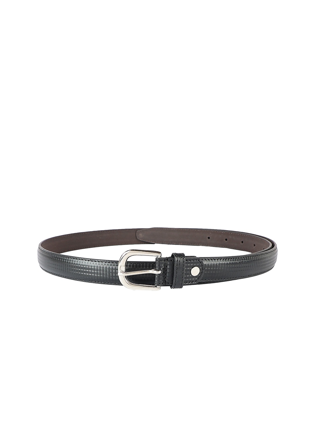 

ZEVORA Women Slim Textured Leather Belt, Black