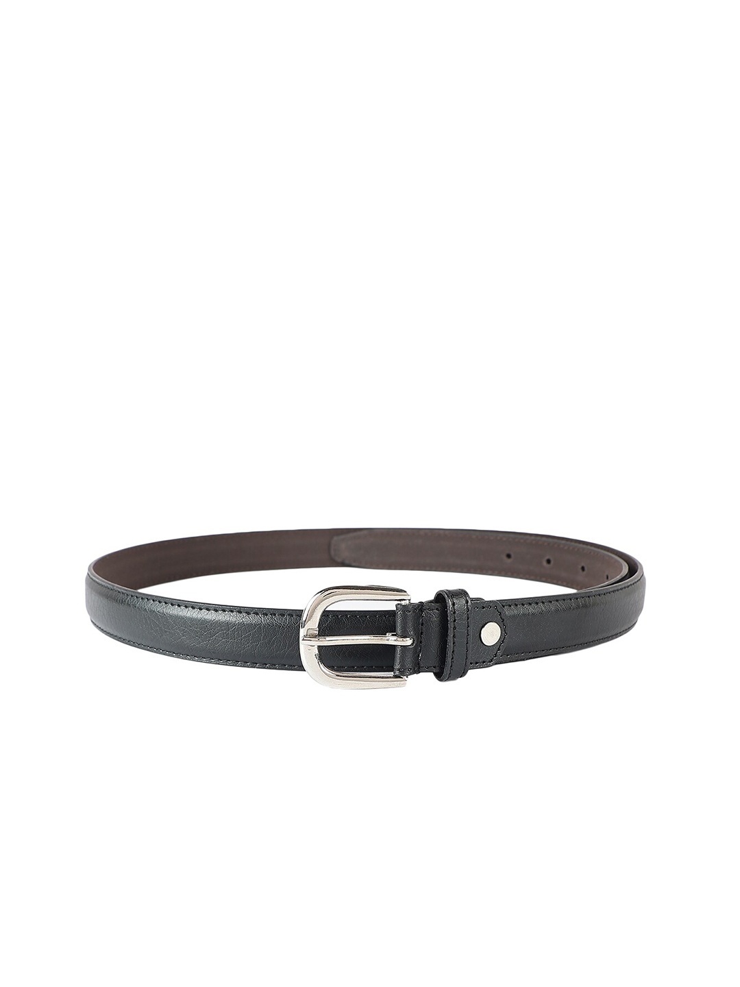

ZEVORA Women Slim Textured Leather Belt, Black