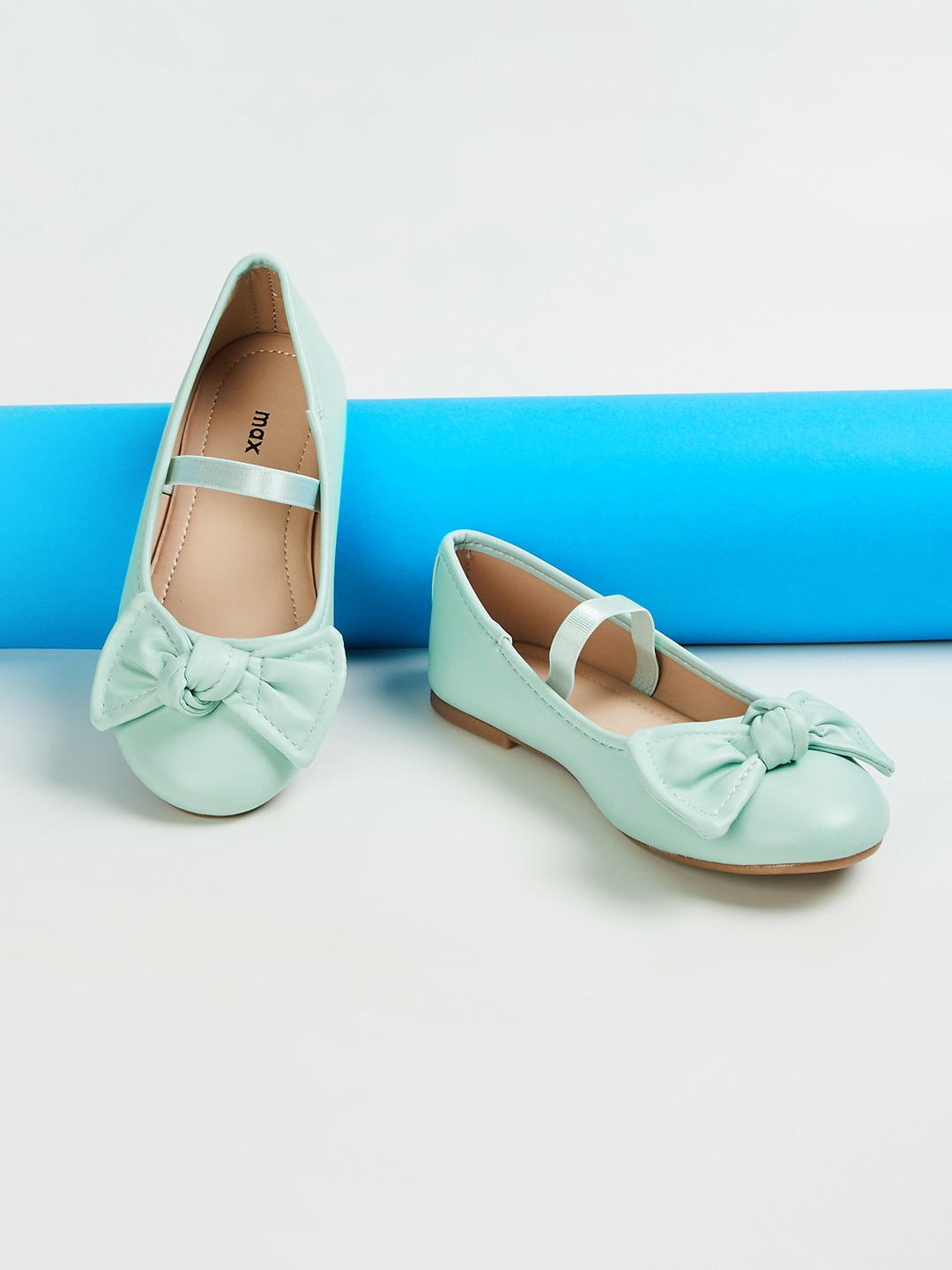

max Girls Round Toe Ballerinas With Bows, Sea green