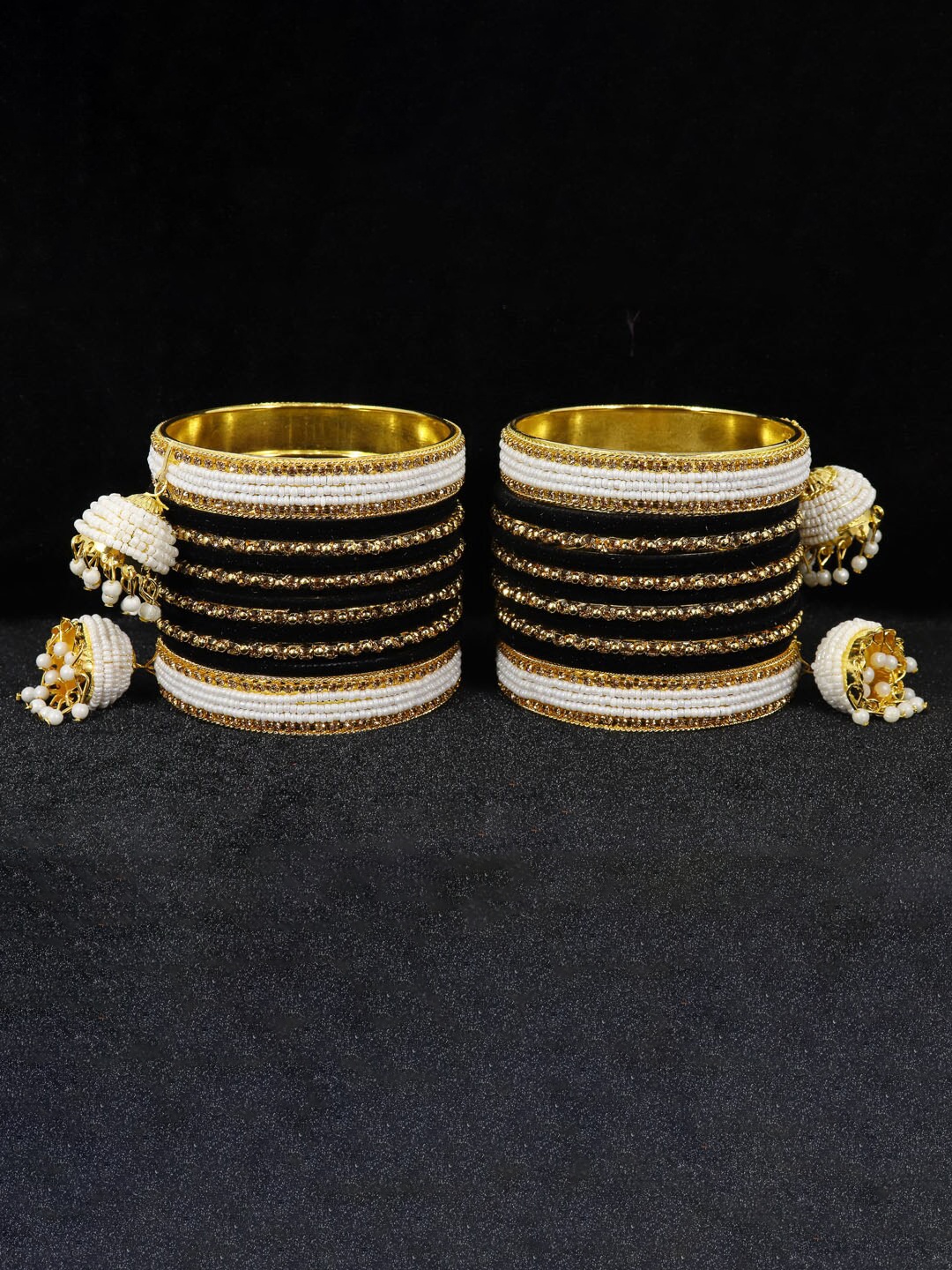 

NMII Set Of 32 Stone Studded Bangles, Gold