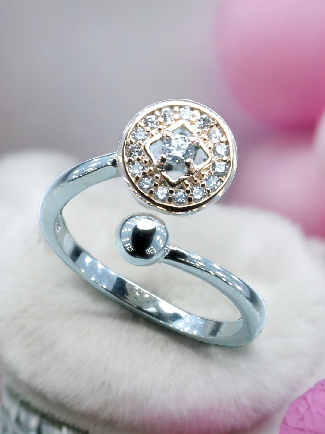 

Taraash Rose Gold-Plated 925 Sterling Silver CZ-Studded Finger Ring