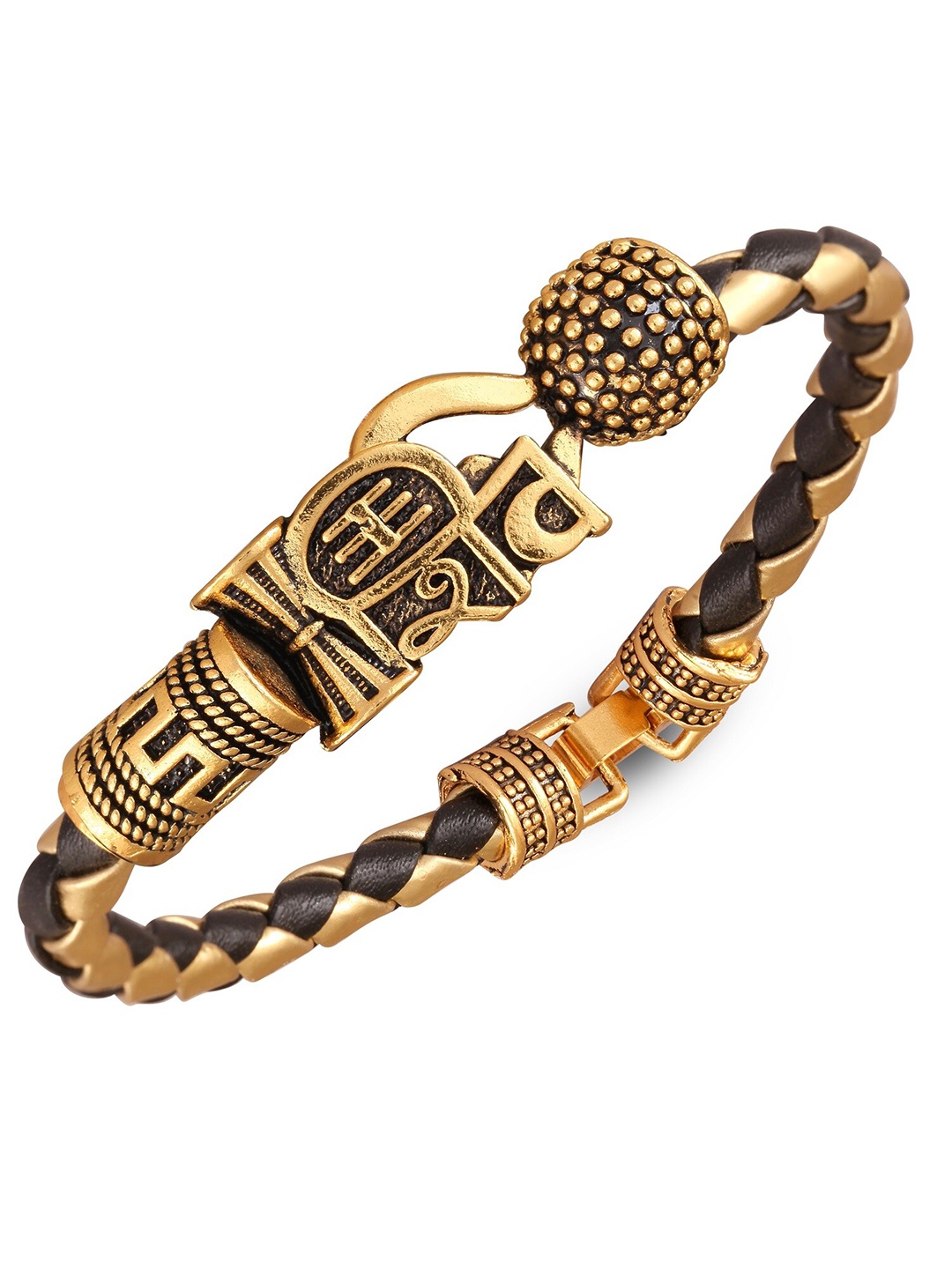 

Vighnaharta Men Brass Temple Gold-Plated Kada Bracelet