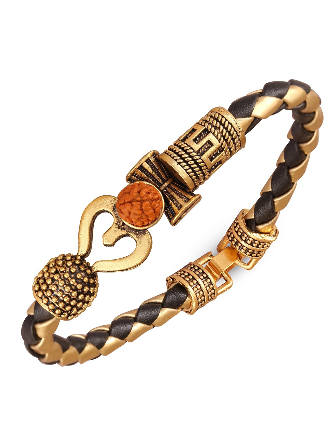 

Vighnaharta Men Brass Temple Gold-Plated Charm Bracelet