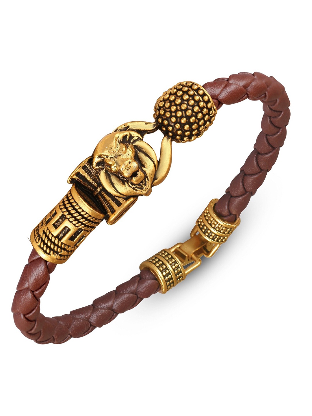 

Vighnaharta Men Brass Temple Gold-Plated Charm Bracelet