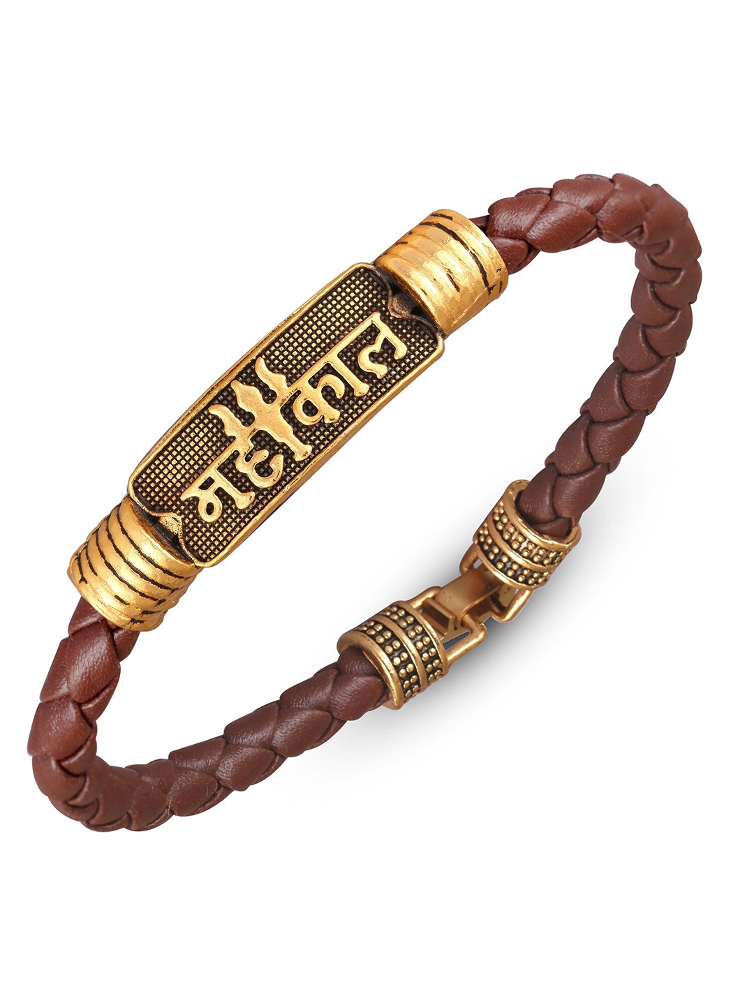 

Vighnaharta Men Brass Temple Gold-Plated Kada Bracelet