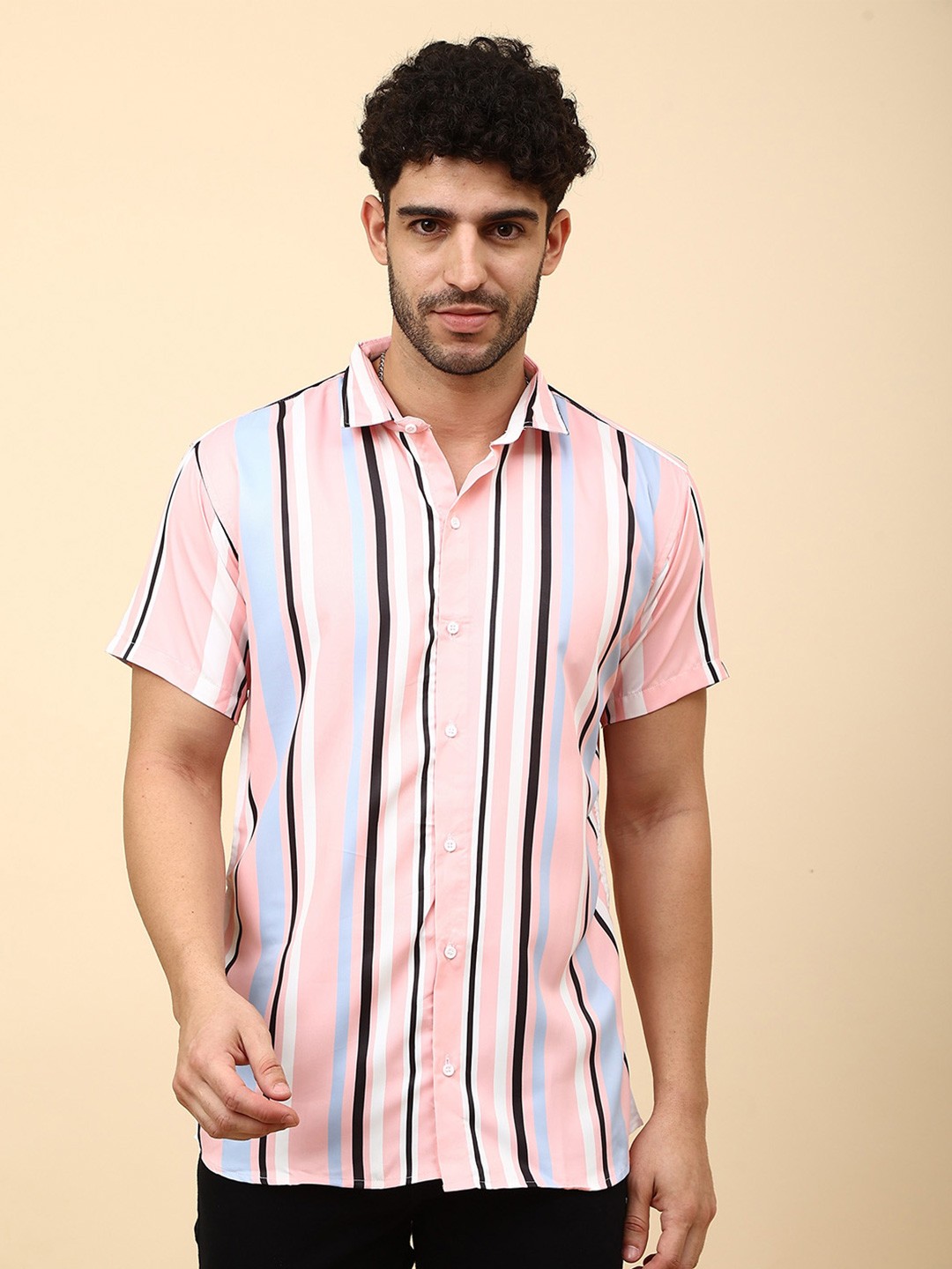 

Fashion FRICKS Vertical Striped Casual Shirt, Pink