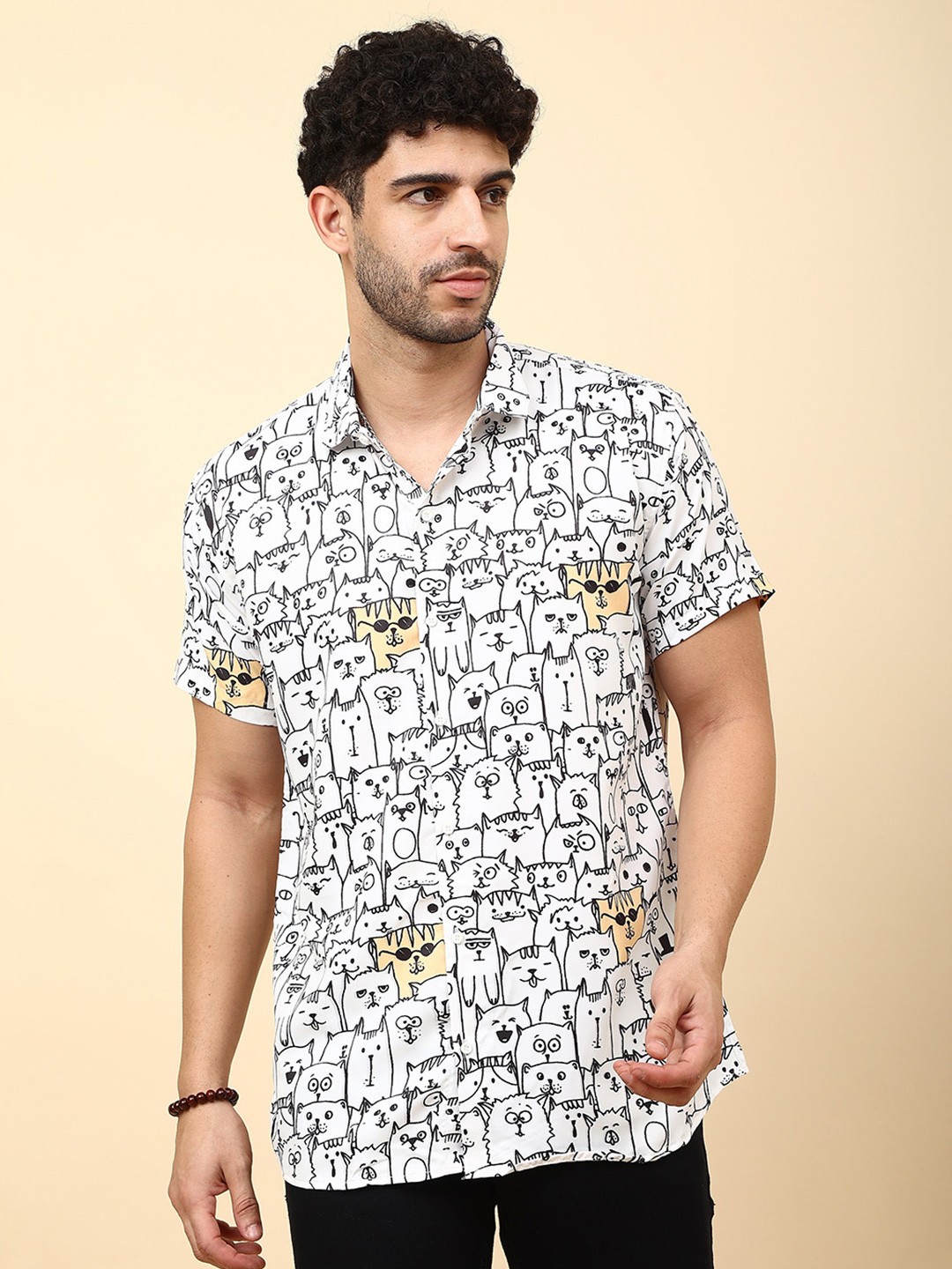 

Fashion FRICKS Printed Opaque Casual Shirt, White