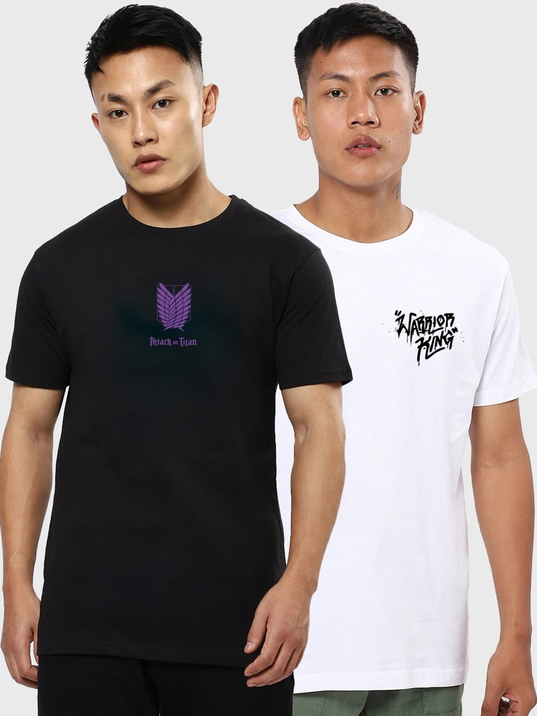 

Bewakoof Pack of 2 Black & White Graphic Printed T-shirts