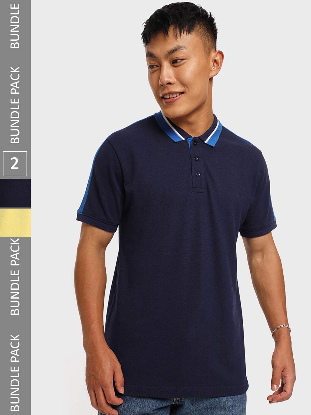 

Bewakoof Pack of 2 Polo T-shirts, Yellow