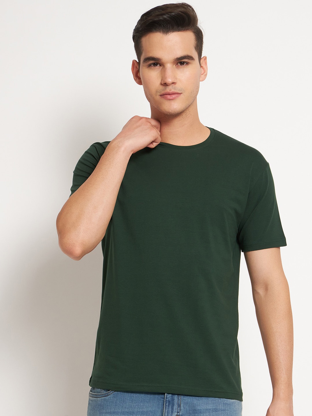 

FITINC Round Neck Short Sleeves T-shirt, Green