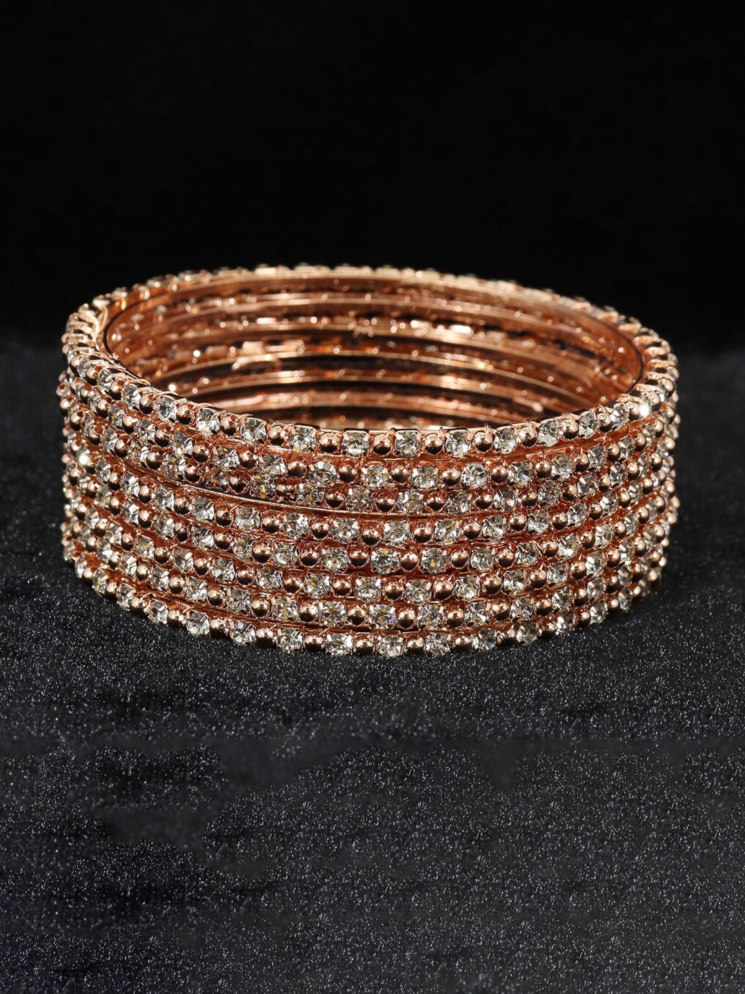 

NMII Set Of 8 Zircon Gemstone-Studded Bangles, Rose gold