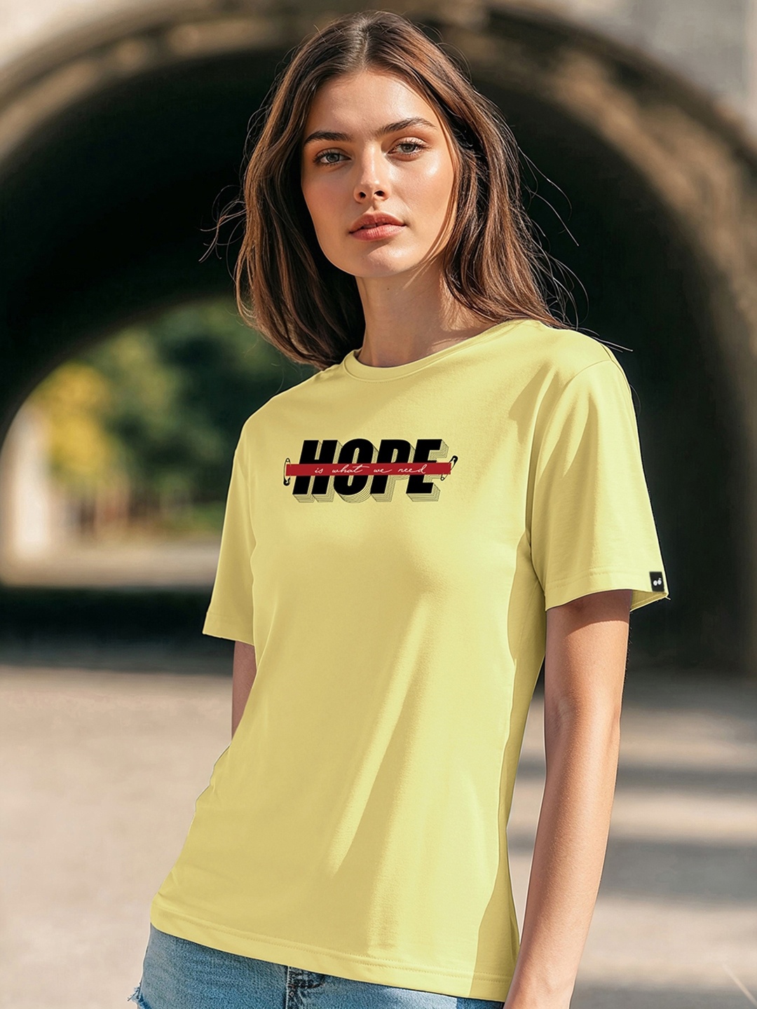 

Bewakoof Yellow Hope Need Typography T-shirt