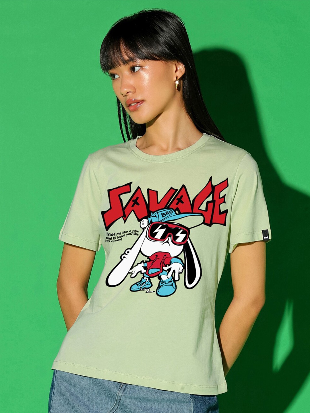 

Bewakoof Green Being Savage Graphic Printed T-shirt