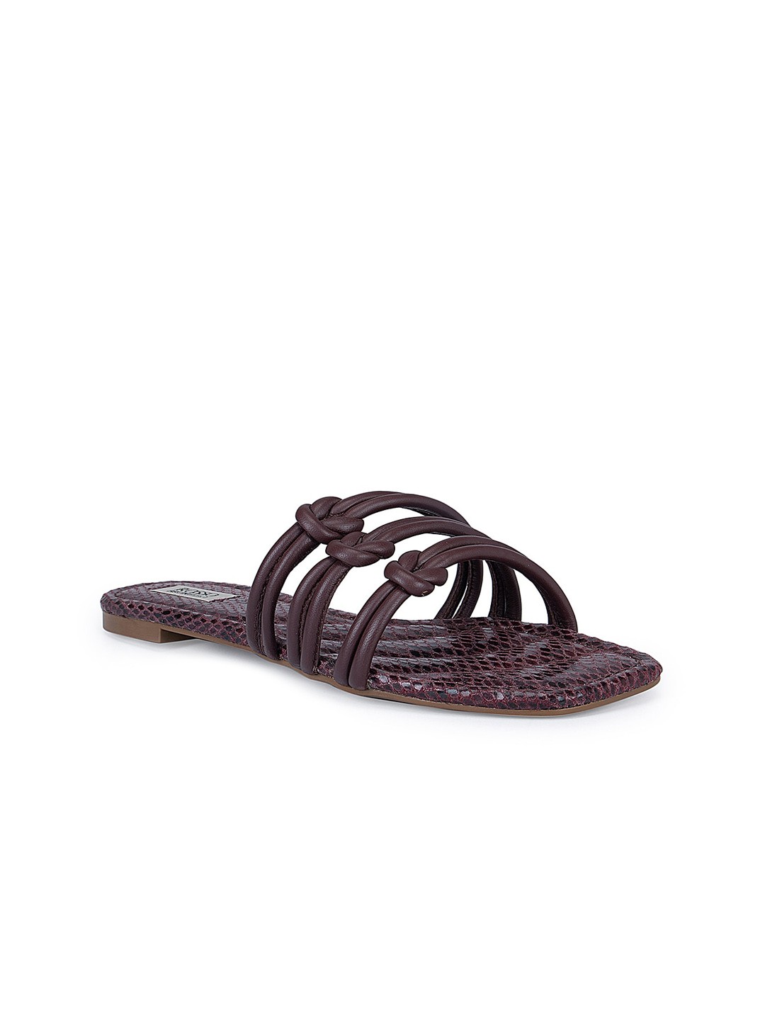 

ROSSO BRUNELLO Textured Leather Open Toe Flats, Purple