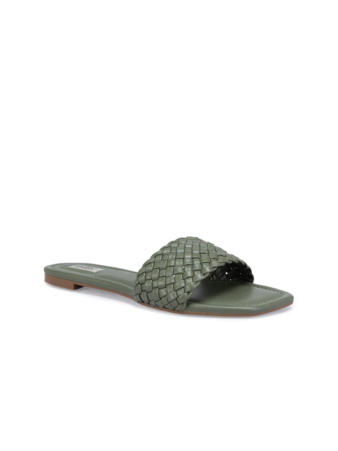 

ROSSO BRUNELLO Women Braided Leather Open Toe Flats, Olive