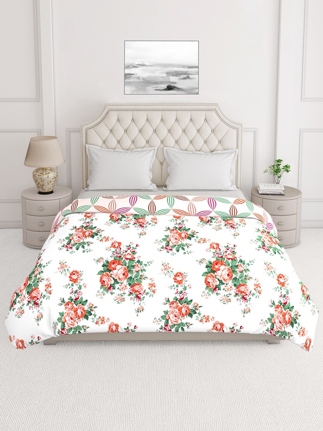 

Layers Firenze White & Red Floral Mild Winter 120 GSM Double Bed Comforter