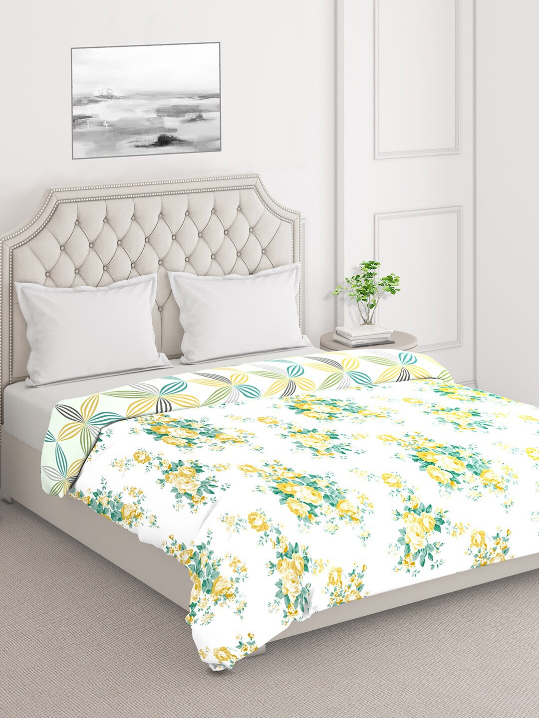 

Layers Firenze White & Yellow Floral Mild Winter 120 GSM Double Bed Comforter