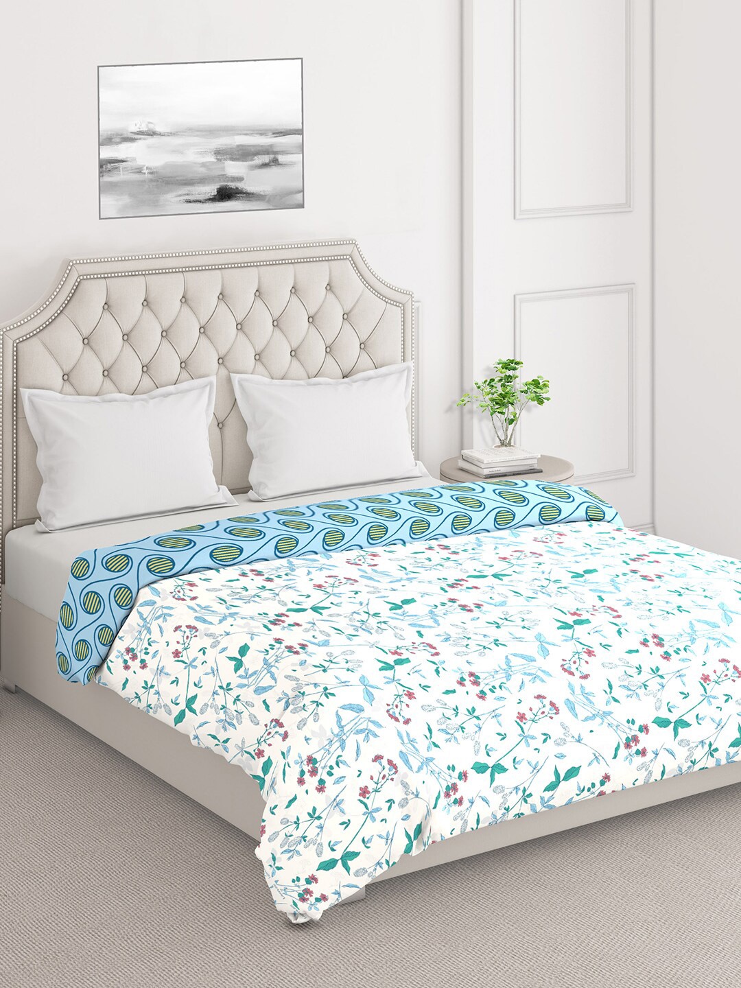 

Layers White & Blue Floral Mild Winter 120 GSM Double Bed Comforter