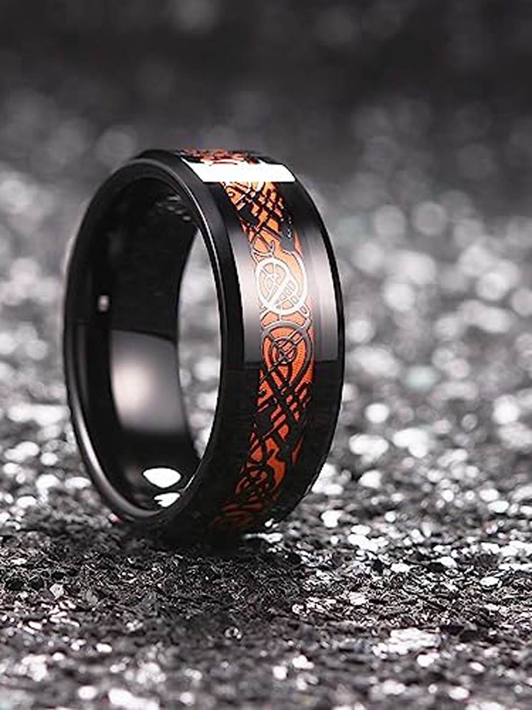 

MEENAZ Men Silver-Plated Enameled Stainless Steel Finger Ring