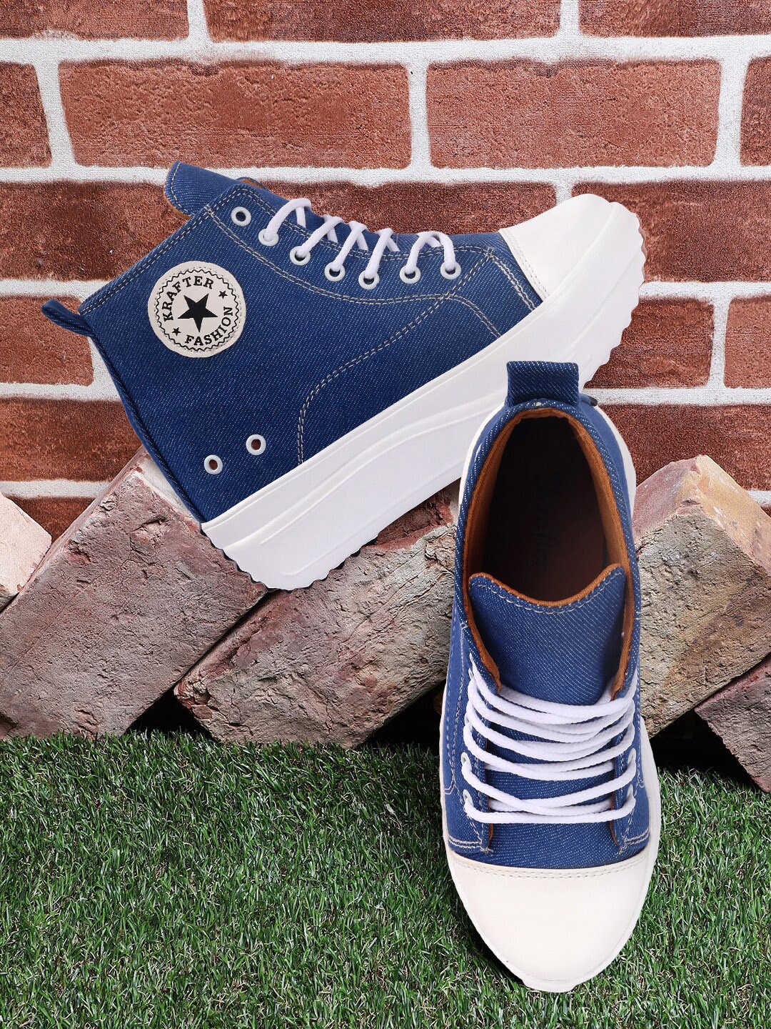 

Krafter Women Heeled Mid-Top Sneakers, Blue