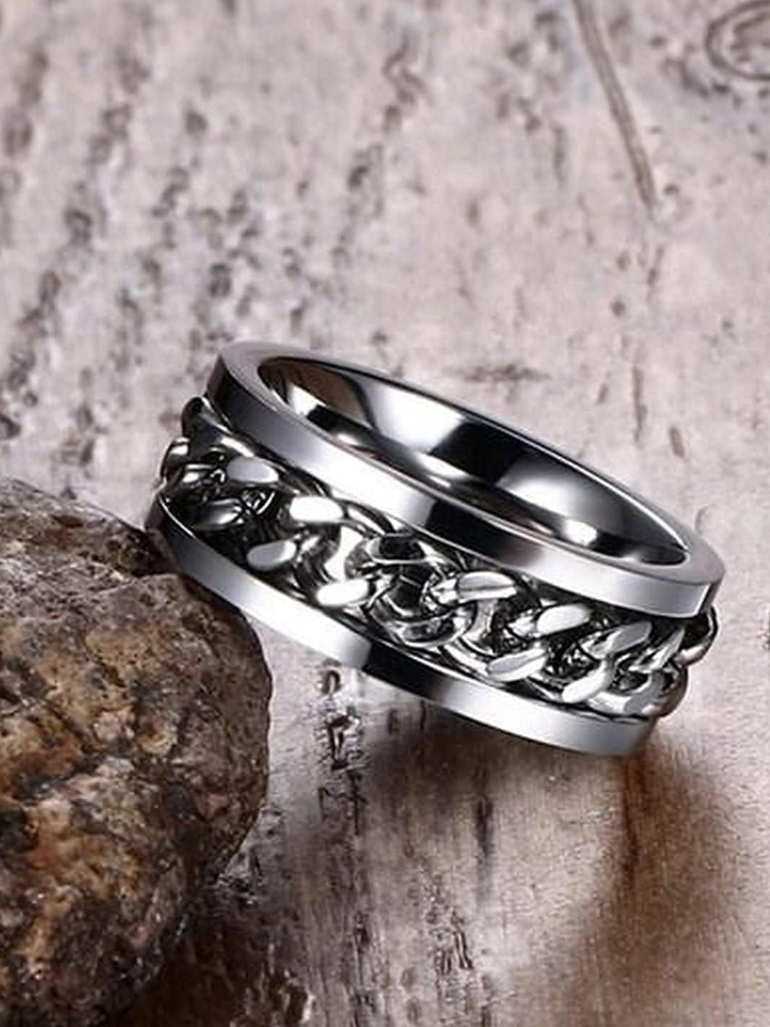 

MEENAZ Men Silver-Plated Chain Designed Finger Ring