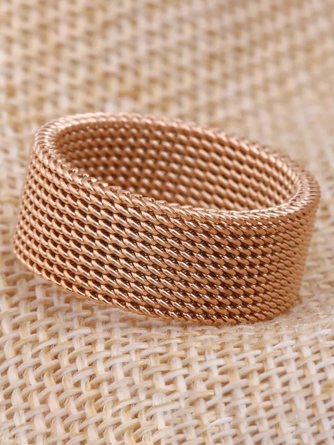 

MEENAZ Men Rose Gold-Plated Steel Finger Ring