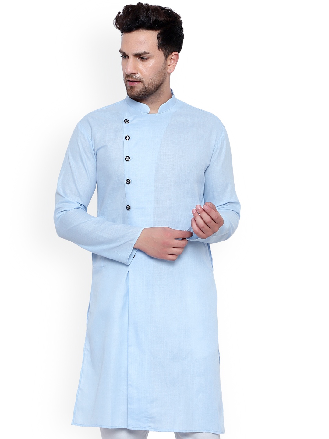 

ONNIX Mandarin Collar Straight Kurta, Turquoise blue