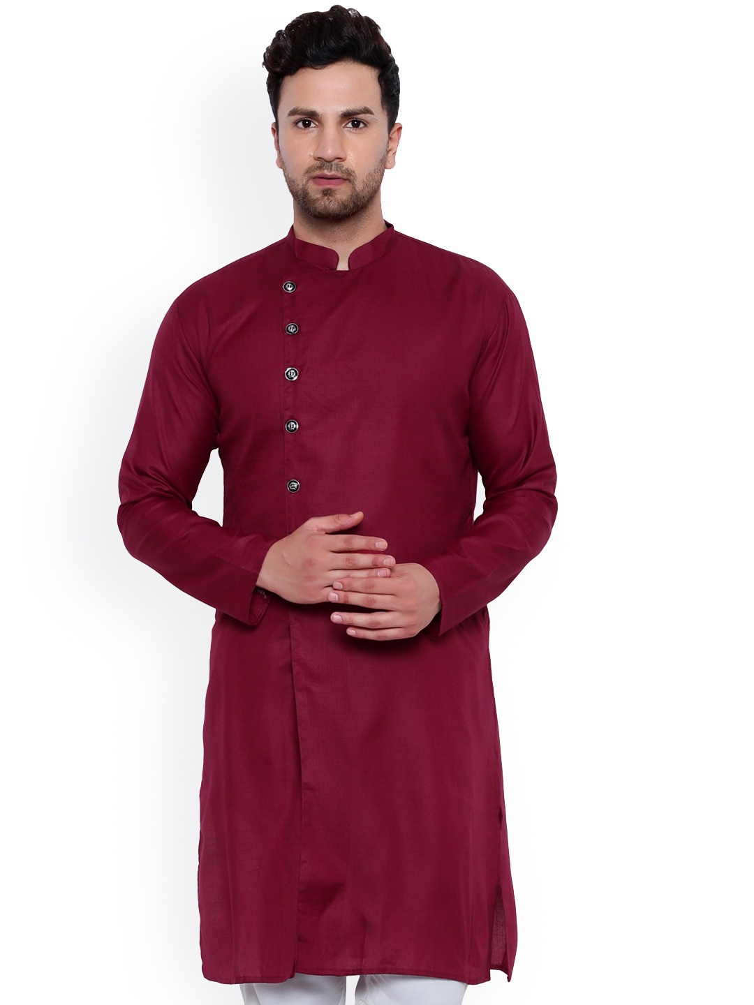

ONNIX Mandarin Collar Straight Kurta, Maroon