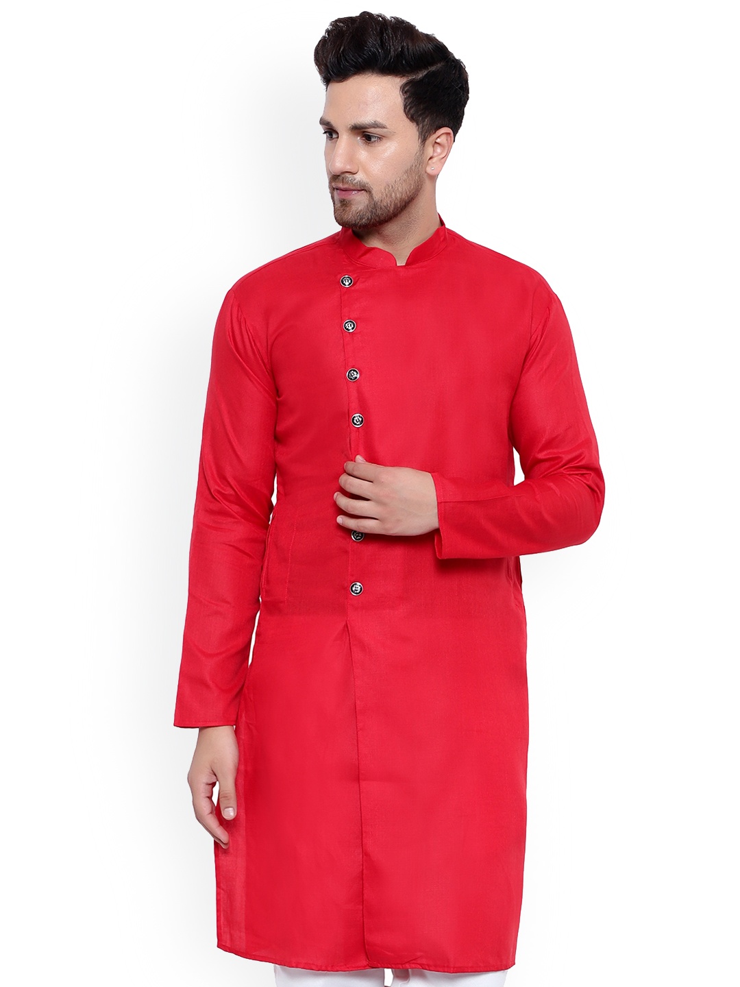 

ONNIX Mandarin Collar Straight Kurta, Red