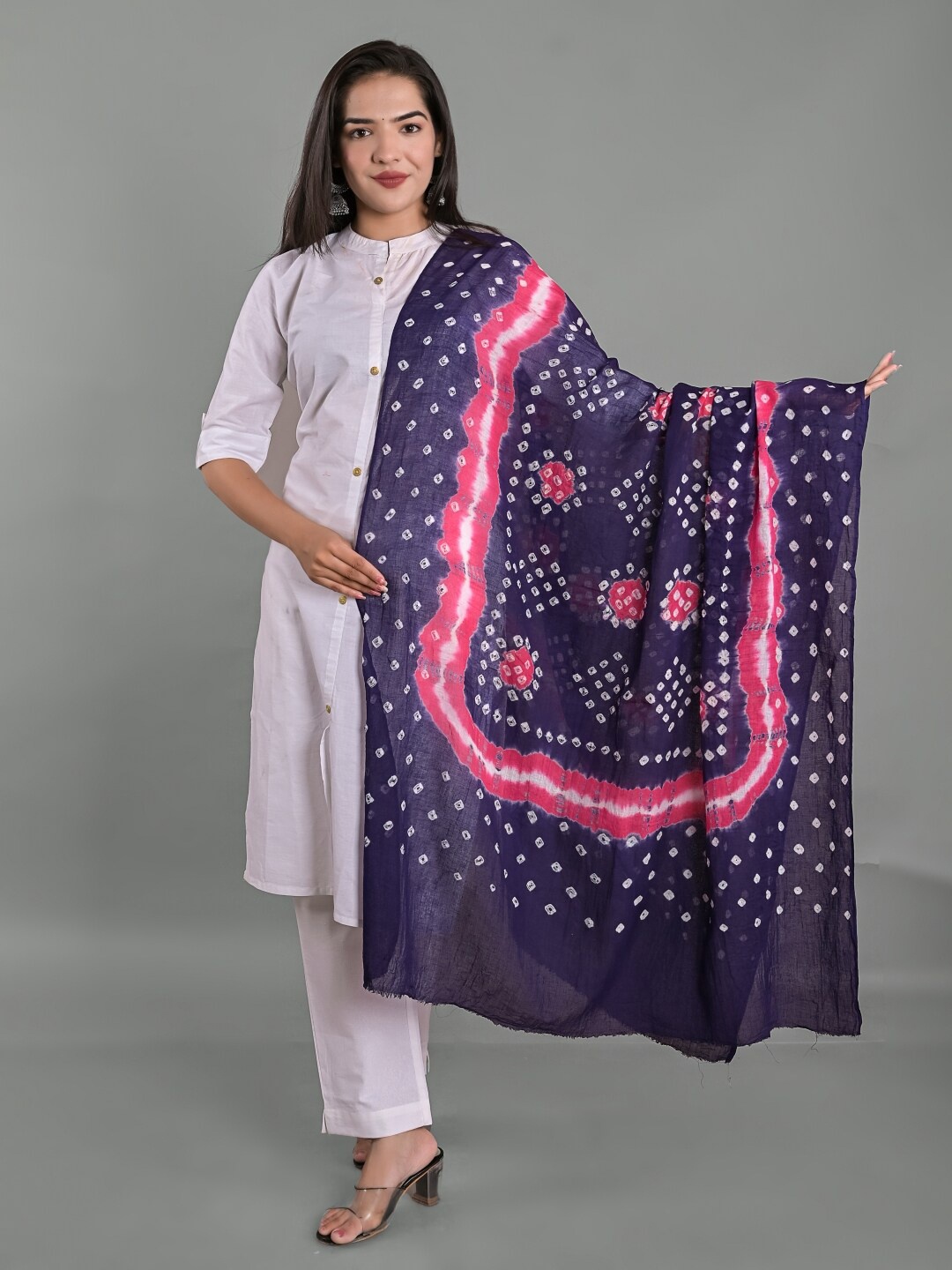 

Apratim Printed Bandhani Cotton Dupatta, Purple