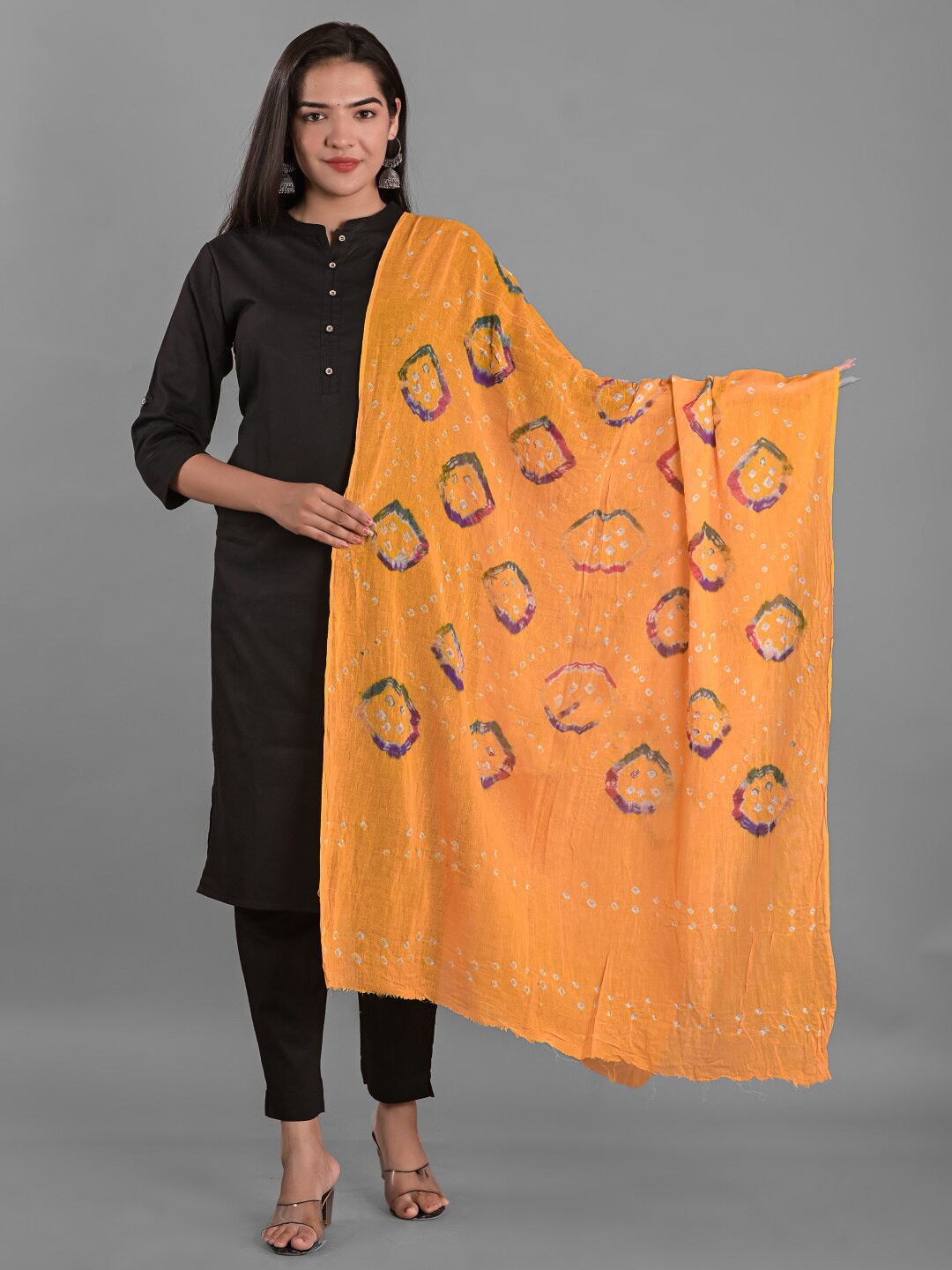 

Apratim Printed Bandhani Cotton Dupatta, Yellow