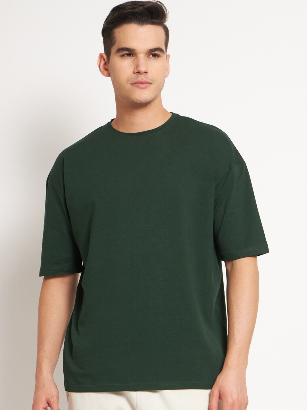 

FITINC Round Neck Short Sleeves Oversized T-shirt, Green