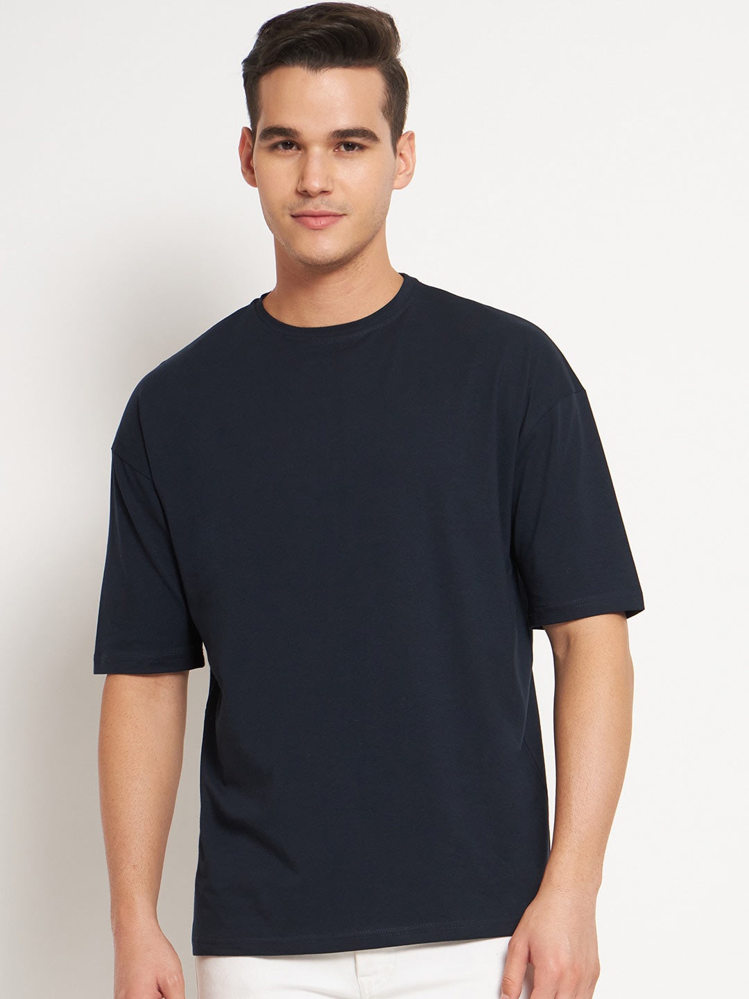

FITINC Round Neck Short Sleeves Oversized T-shirt, Navy blue