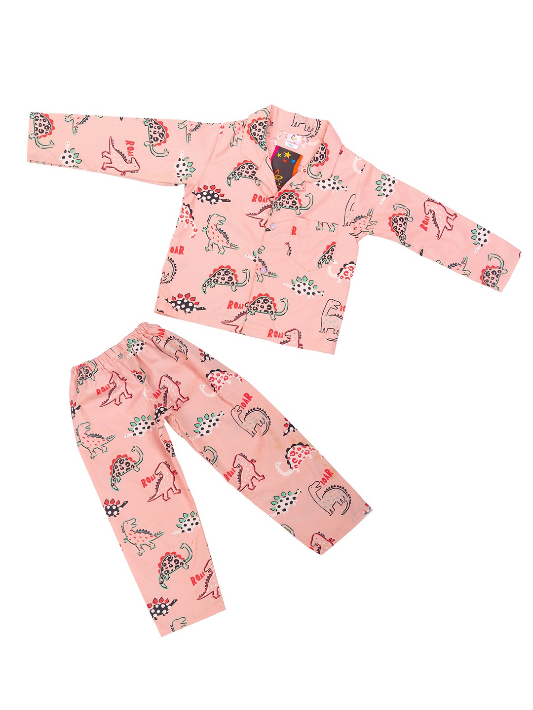 

Babywish Kids Printed Night suit, Peach