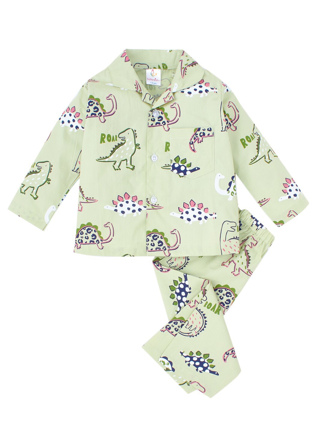 

Babywish Kids Conversational Printed Shirt & Trousers, Green