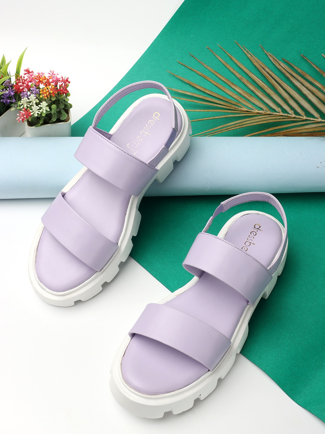 

DressBerry Lavender & White Open Toe Flatform Heels With Backstrap