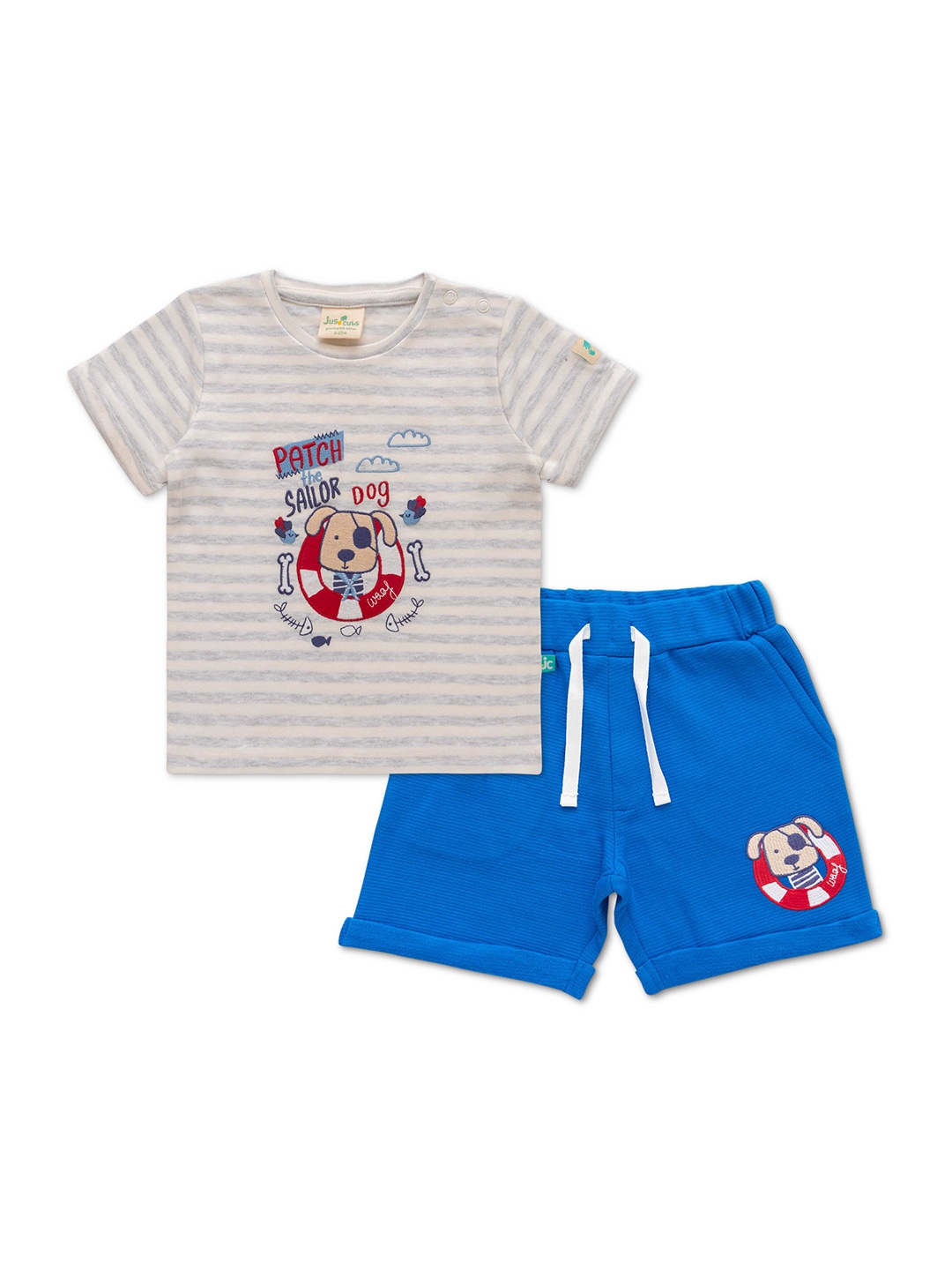 

JusCubs Girls Striped Pure Cotton T-shirt With Shorts, Maroon