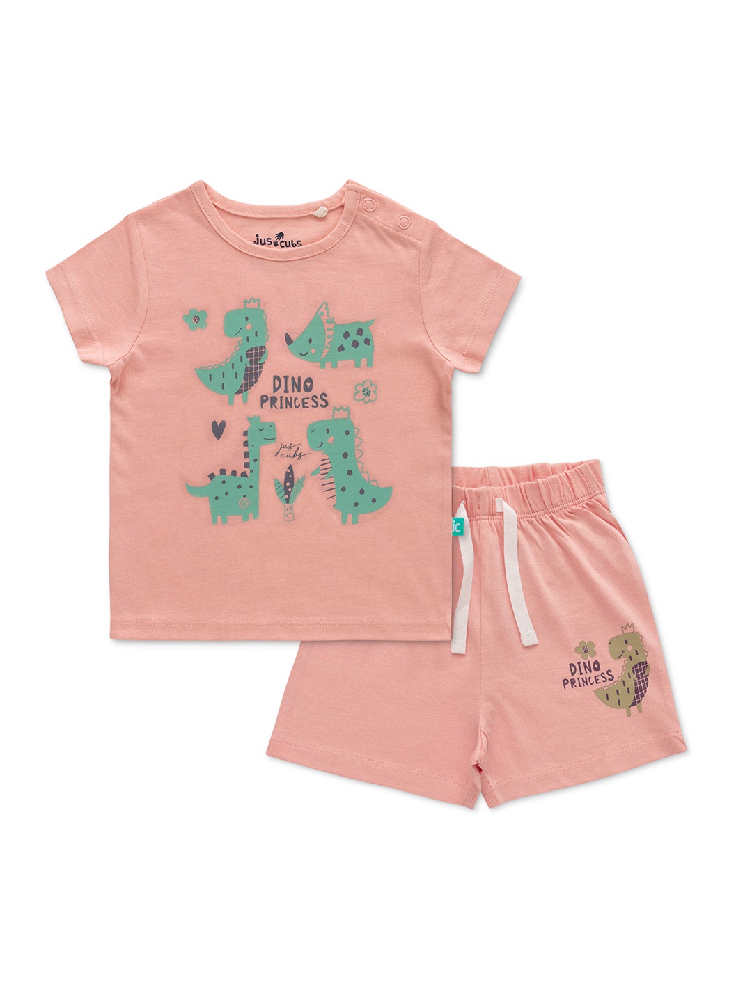 

JusCubs Infants Girls Printed Pure Cotton T-shirt With Shorts, Pink