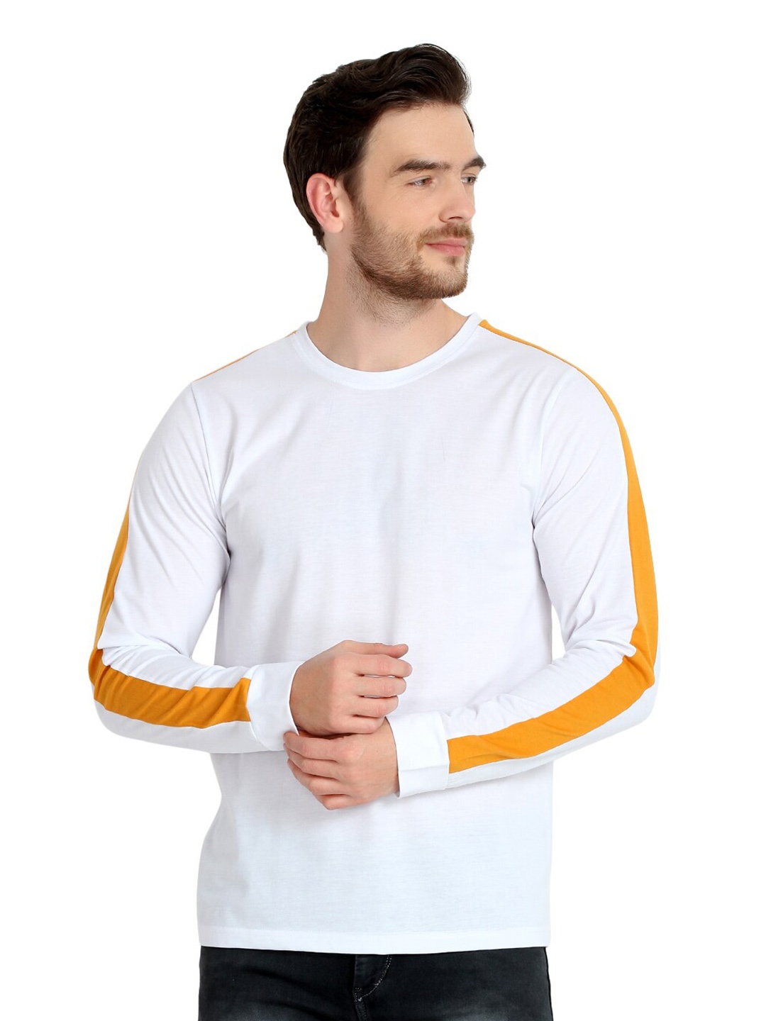 

GLITO Round Neck Full Sleeves Cotton Knitted T-shirt, Yellow