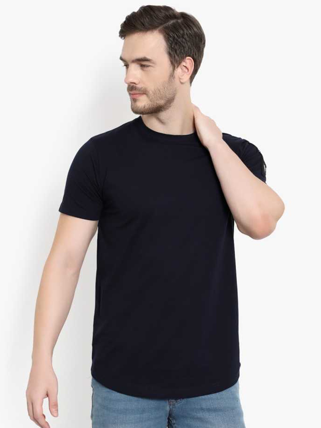 

GLITO Round Neck Cotton T-shirt, Navy blue