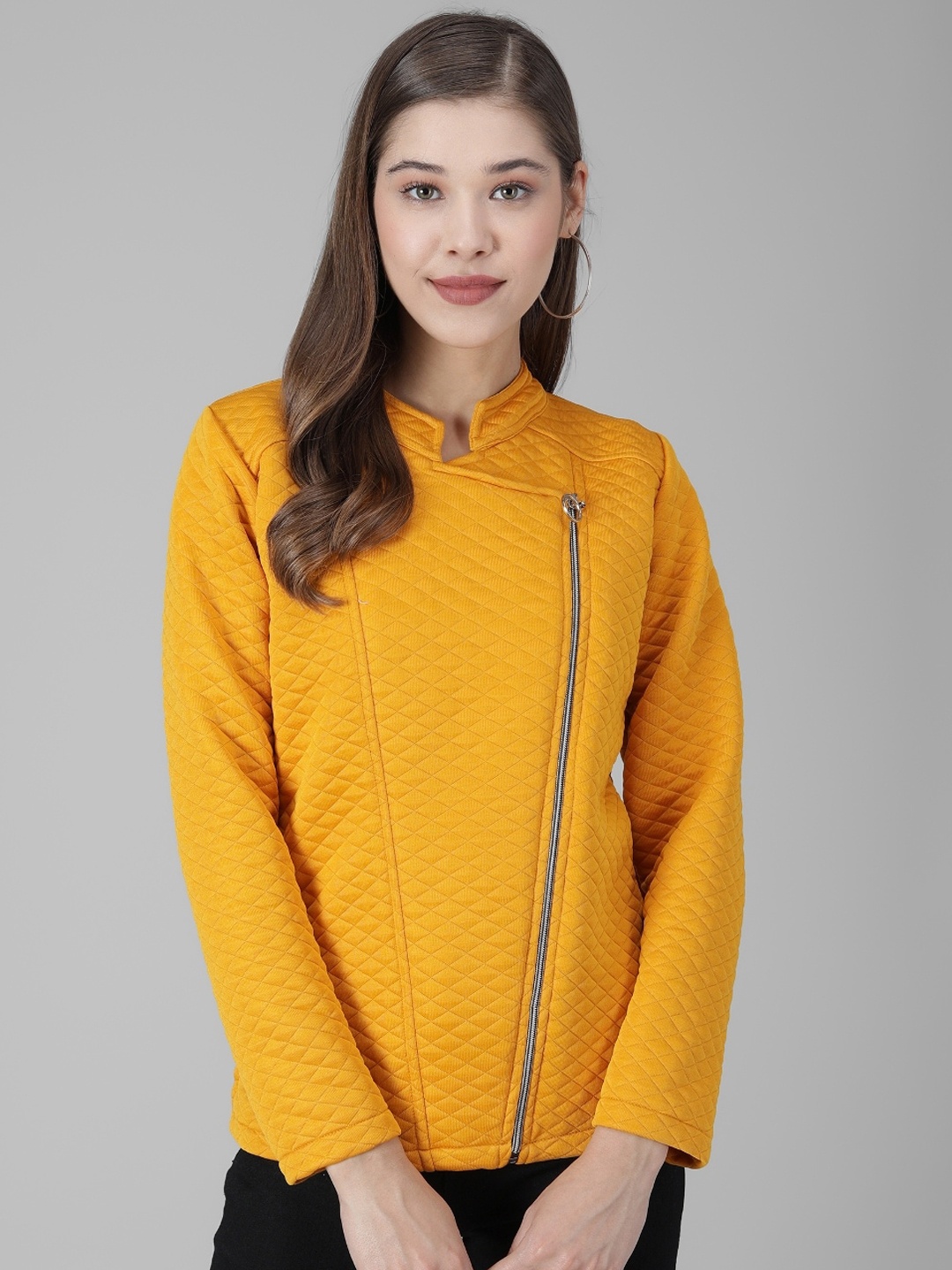 

BAESD Mandarin Collar Quilted Jacket, Yellow