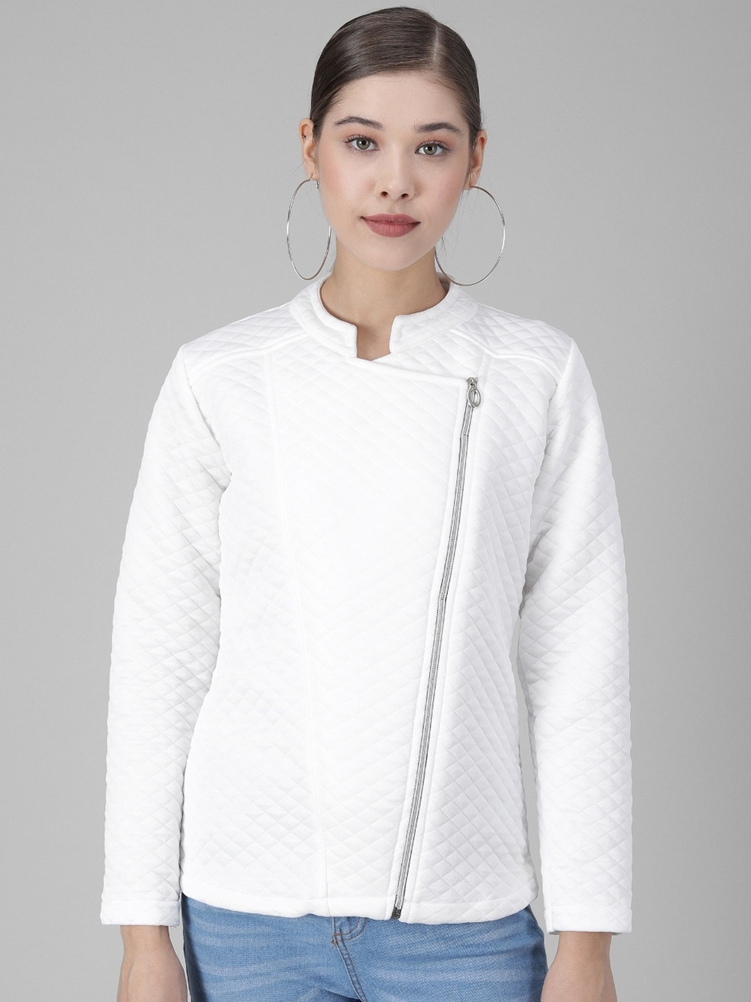

BAESD Stand Collar Quilted Jacket, White