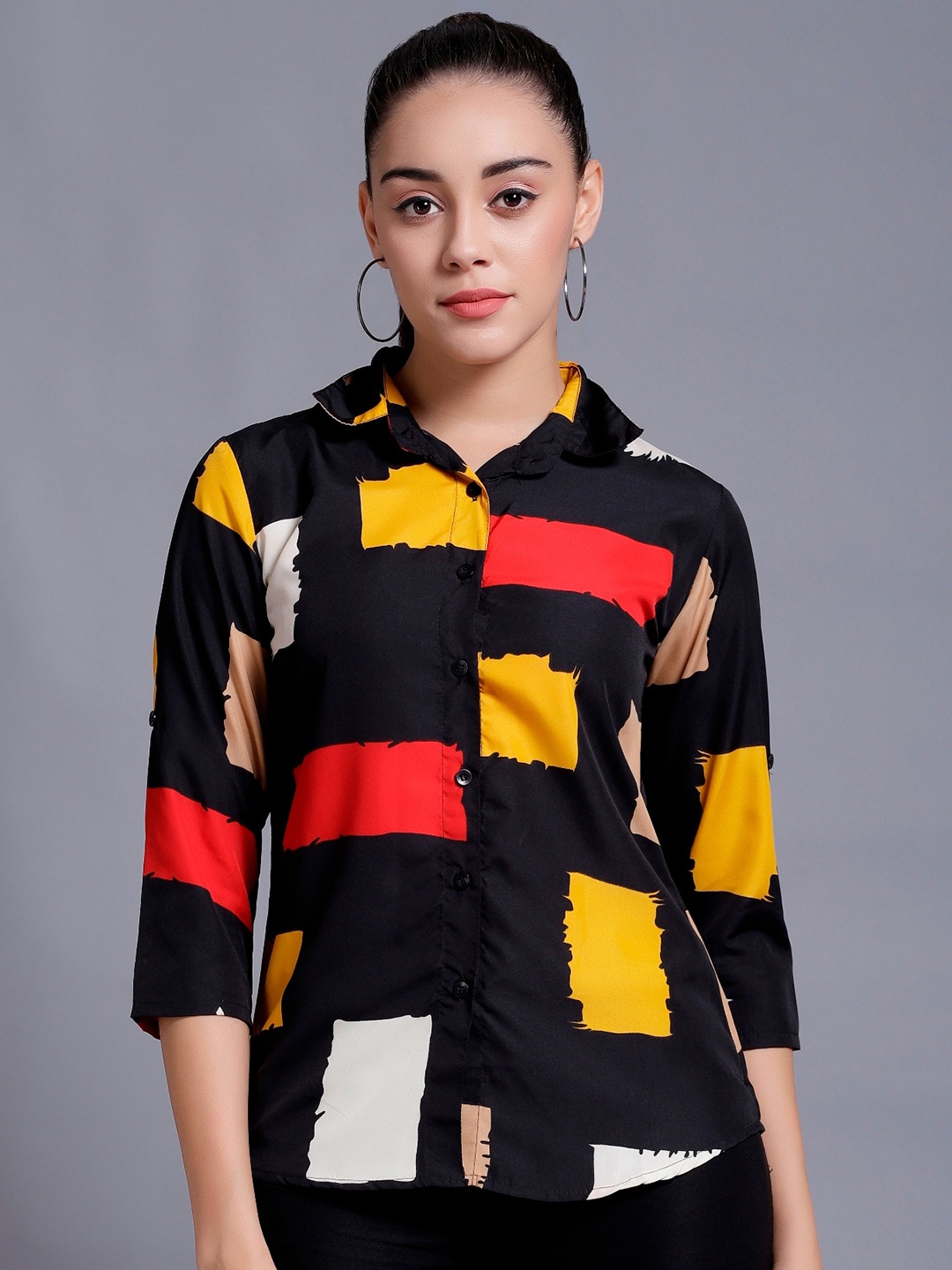 

BAESD Custom Opaque Printed Casual Shirt, Black
