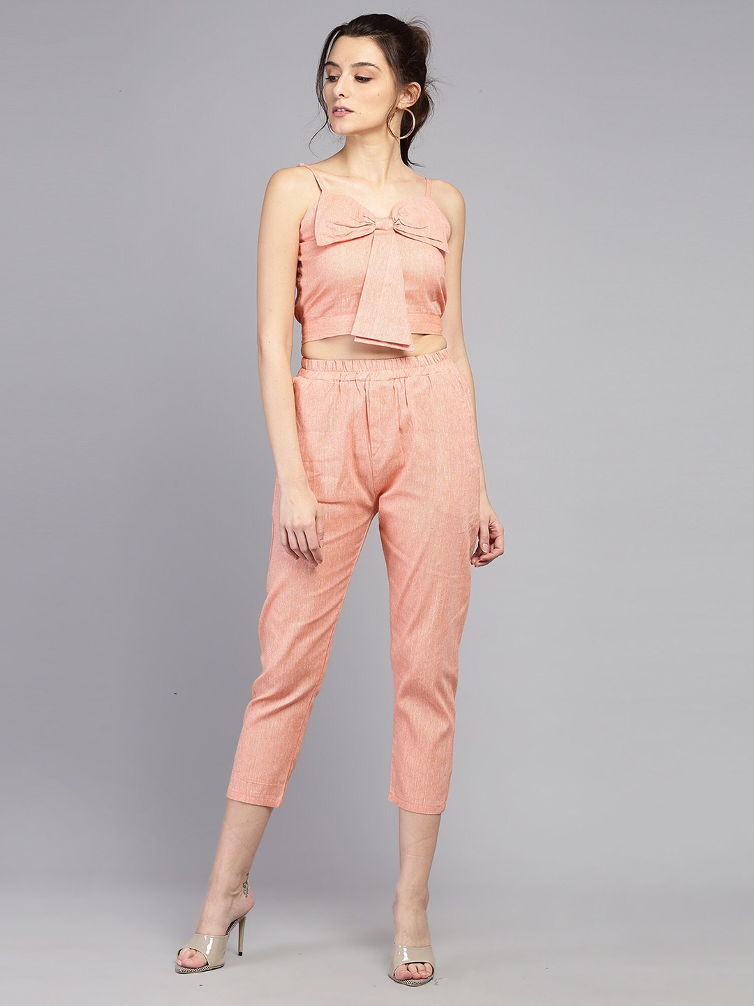 

BAESD Shoulder Straps Top With Trousers Co-Ords, Pink