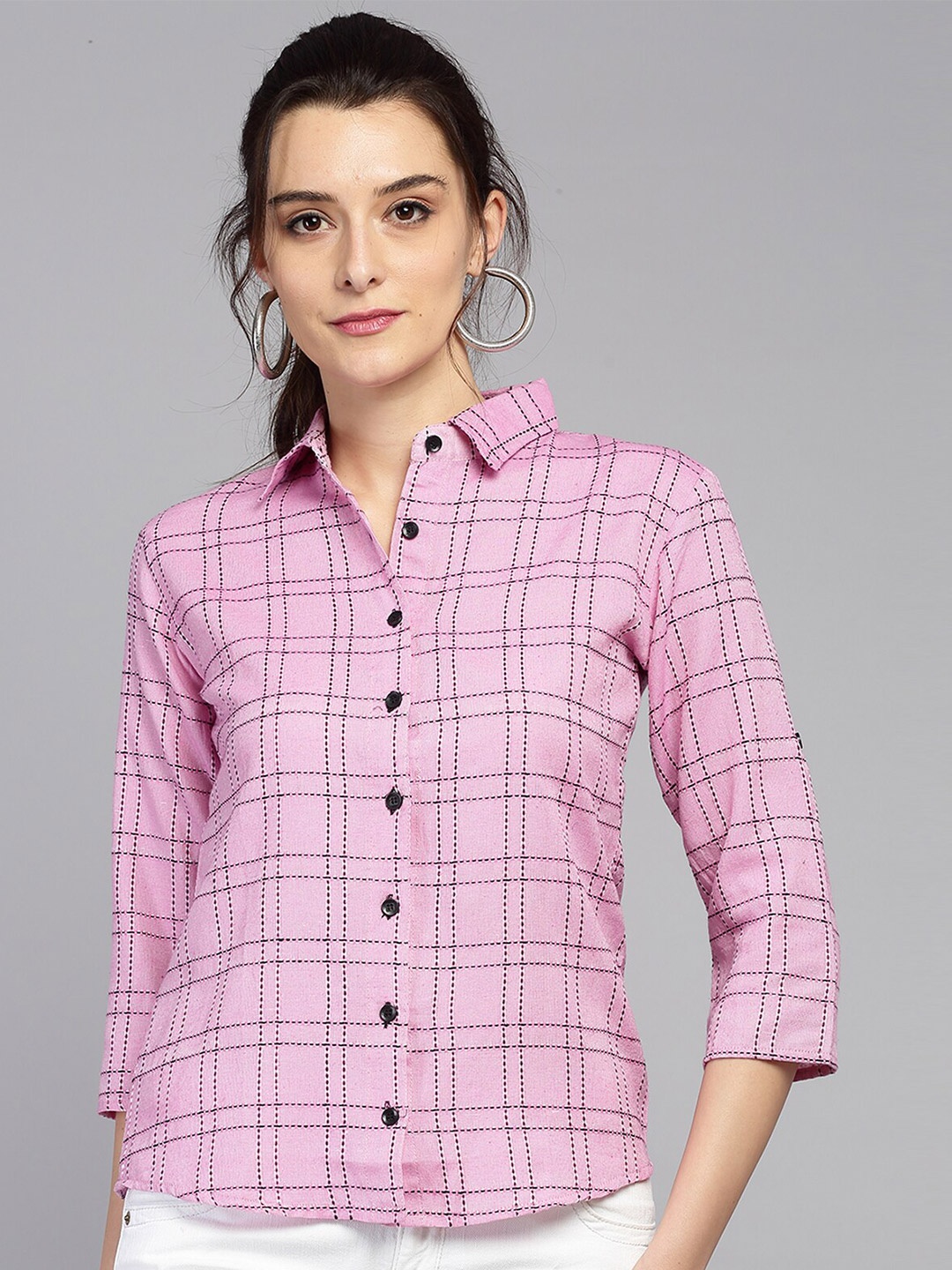 

BAESD Custom Tartan Checked Casual Shirt, Pink